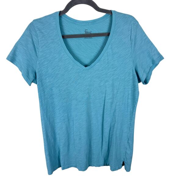 Felina Blue Short Sleeve Lightweight V-Neck Cotton Modal T-Shirt Size L - Picture 1 of 4
